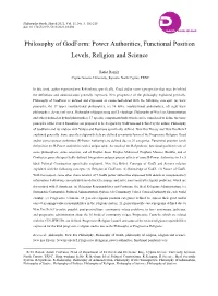 Power Authorities, Functional Position Levels, Religion and Science