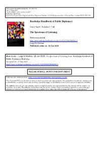Routledge Handbook of Public Diplomacy the Spectrum of Listening