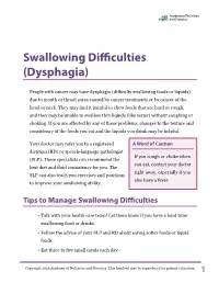 Swallowing Difficulties (Dysphagia)