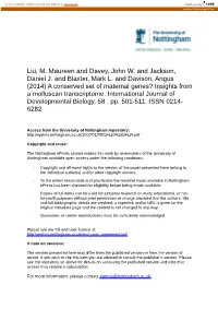 A Conserved Set of Maternal Genes? Insights from a Molluscan Transcriptome