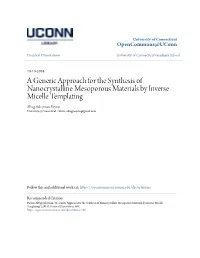A Generic Approach for the Synthesis of Nanocrystalline Mesoporous