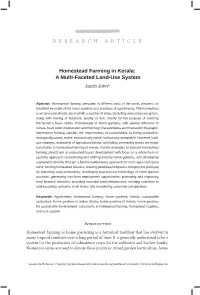 Homestead Farming in Kerala: a Multi-Faceted Land-Use System Jacob John*