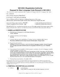 ISO 639-3 New Code Request