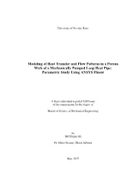 Modeling of Heat Transfer and Flow Patterns in a Porous Wick of a Mechanically Pumped Loop Heat Pipe: Parametric Study Using ANSYS Fluent