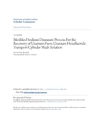Modified Sodium Diuranate Process for the Recovery of Uranium from Uranium Hexafluoride Transport Cylinder Wash Solution