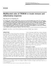 Multifaceted Roles of TRIM38 in Innate Immune and Inflammatory Responses
