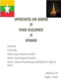 Opportunities and Barriers of Power Development in Myanmar