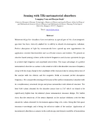 Sensing with Thz Metamaterial Absorbers