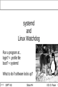 Systemd and Linux Watchdog