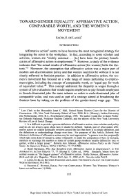 Affirmative Action, Comparable Worth, and the Women's Movement
