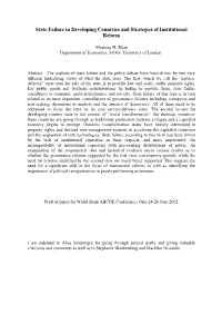 State Failure in Developing Countries and Strategies of Institutional Reform