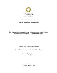 The Drivers Behind Outward Foreign Direct Investment in the Chinese Telecommunication Sector: a Case-Based Analysis