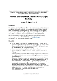 Access Statement for Apedale Valley Light Railway Issue 3 June 2016