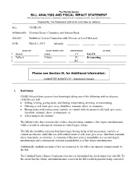Bill Analysis and Fiscal Impact Statement