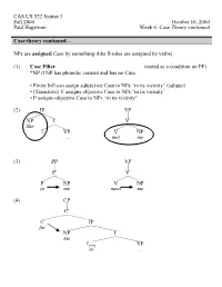 Case Theory Continued