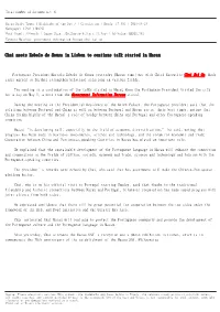 Chui Meets Rebelo De Sousa in Lisbon to Continue Talk Started in Macau