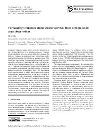 Forecasting Temperate Alpine Glacier Survival from Accumulation Zone Observations