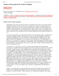 Identity and Deception in the Virtual Community Identity and Deception in the Virtual Community