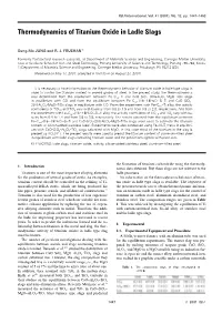 Thermodynamics of Titanium Oxide in Ladle Slags