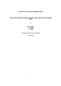Access to Justice Programme, Nigeria Land
