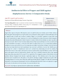 Antibacterial Effect of Pepper and Chilli Against Staphylococcus Aureus: a Comparative Study