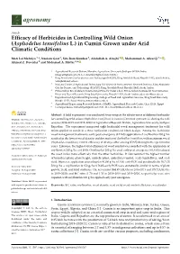 Efficacy of Herbicides in Controlling Wild Onion (Asphodelus Tenuifolius L.) in Cumin Grown Under Arid Climatic Conditions