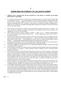Guidelines on Conduct of Jallikattu Event