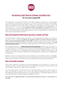 Implementing Culture in Sustainable Development Goals