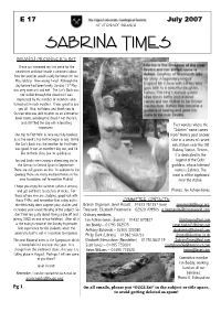 Sabrina Times July 2007 Editorial Library This Issue Is a Short One and It's Late