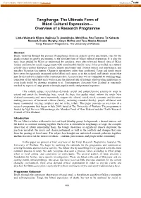 Tangihanga: the Ultimate Form of Māori Cultural Expression— Overview of a Research Programme