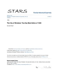 The City of Wreckers: Two Key West Letters of 1838
