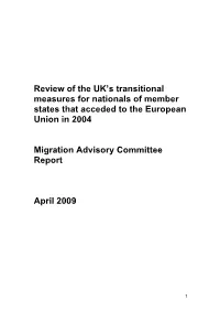 The Worker Registration Scheme and A8 Immigration Since 2004