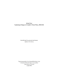 About Face: Explaining Changes in Canada's China Policy, 2006-‐‑2012