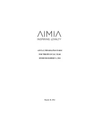 Annual Information Form for the Financial Year