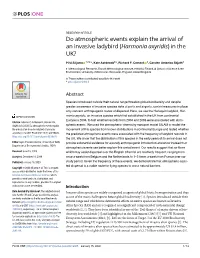 Do Atmospheric Events Explain the Arrival of an Invasive Ladybird (Harmonia Axyridis) in the UK?