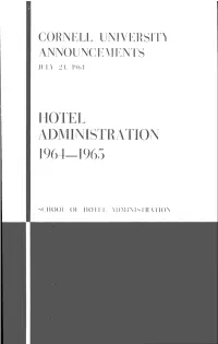 Hotel Administration 1964-1965
