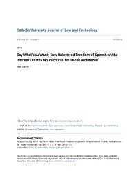 How Unfettered Freedom of Speech on the Internet Creates No Recourse for Those Victimized