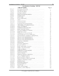 Introduction to Sociology – SOC101 VU Introduction to Sociology SOC101 Table of Contents Page No