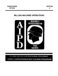 Milling Machine Operations