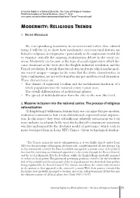 Modernity: Religious Trends