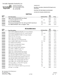 Veritable Vegetable Availability List Staff Picks All Available Items