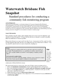 Waterwatch Brisbane Fish Snapshot Standard Procedures for Conducting a Community Fish Monitoring Program