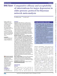 Comparative Efficacy and Acceptability of Interventions for Major Depression in Older Persons: Protocol for Bayesian Network Meta-Analysis