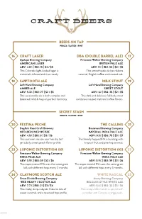Current Craft Beer Menu CS5