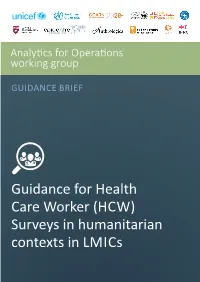 (HCW) Surveys in Humanitarian Contexts in Lmics