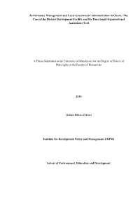 Performance Management and Local Government Administration in Ghana: the Case of the District Development Facility and the Functional Organisational Assessment Tool