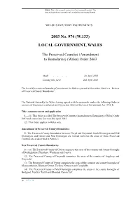 The Preserved Counties (Amendment to Boundaries) (Wales) Order 2003