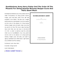 Dumbledores Army Harry Potter and the Order of the Phoenix for String Quartet Nicholas Hooper Score and Parts Sheet Music