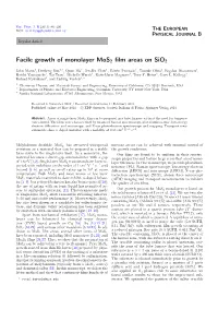 Facile Growth of Monolayer Mos2 Film Areas on Sio2