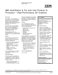 IBM Intellistation E Pro with Intel Pentium III Processor — High-Performance 2D Graphics